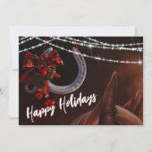 Mooie Paard en Hoefijzer Kerst Platte Kaart (Voorkant)