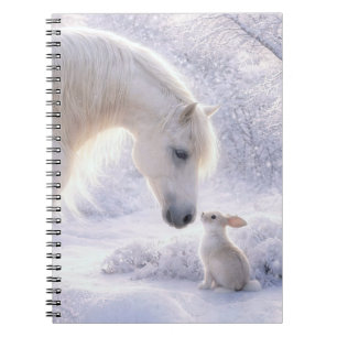 Mooie paard en konijn sneeuw dagboek notitieboek