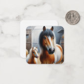 Mooie paard en pony notitiekaartje (Voorkant / Achterkant in situ)