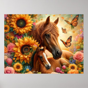 Mooie paard en veulen poster