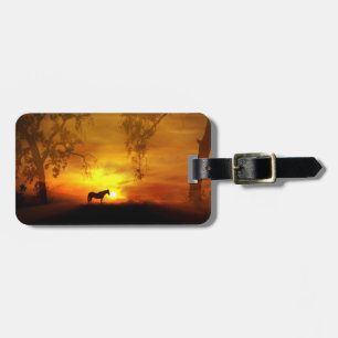 Mooie paard in de zonsondergang Aangepaste bagagel Bagagelabel