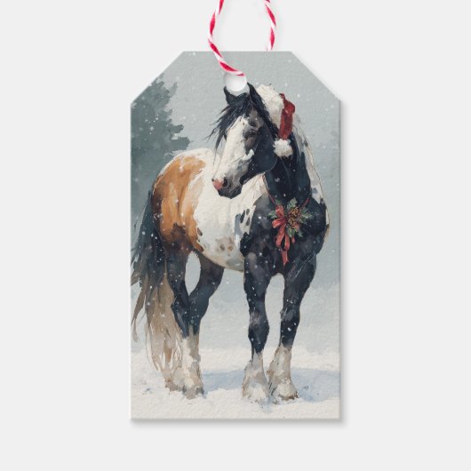 Mooie Paard Kerstcadeau Tag Cadeaulabel (Voorkant)