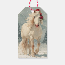 Mooie Paard Kerstcadeautag Cadeaulabel