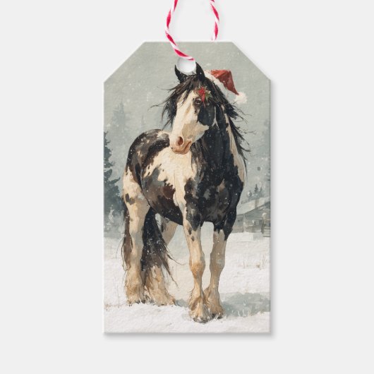 Mooie Paard Kerstcadeautag Cadeaulabel (Voorkant)