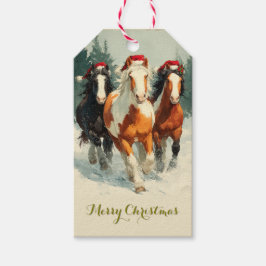 Mooie Paard Kerstcadeautag Cadeaulabel