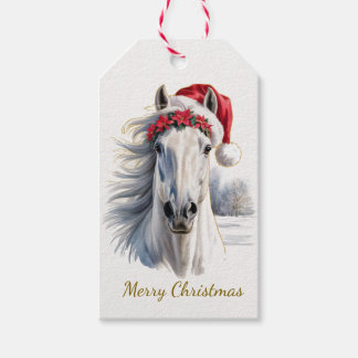 Mooie Paard Kerstcadeautag Cadeaulabel