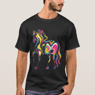 Mooie Paard Kleurrijk Regenboog Ontwerp, Cool Rij T-shirt