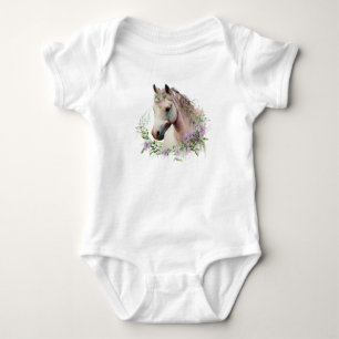 Mooie paard met bloemenkrans  romper