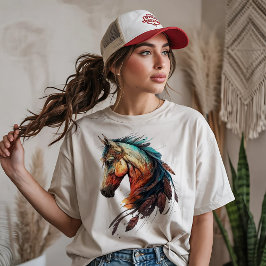 Mooie Paard met Veren T-shirt