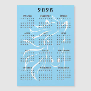 Mooie paard ontwerp 2026 kalender magnetische kaar