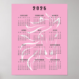 Mooie paard ontwerp 2026 wandkalender poster