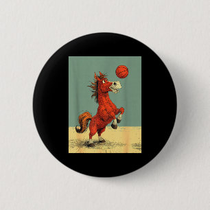 Mooie paard sport leuke basketbal cartoon ontwerp ronde button 5,7 cm