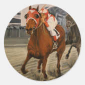 Mooie Paard Verrassingen Eigenaren In Match Race Ronde Sticker (Voorkant)