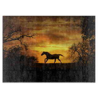 Mooie paarden aan de soennitische snijkant snijplank