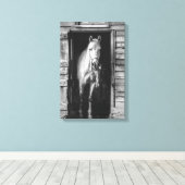 Mooie Paarden Boerderijdieren B&W Canvas Afdruk (Insitu (Houten vloer))