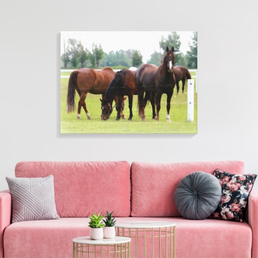 Mooie paarden/canvasomloop canvas afdruk (Insitu (Woonkamer))