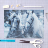 Mooie paarden die in de sneeuw lopen tissuepapier (Craft)