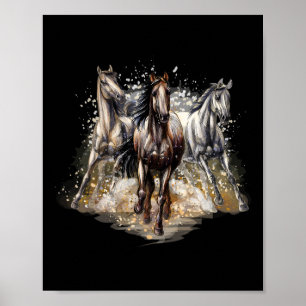 Mooie paarden die kunstpaarden tekenen die Mannen Poster