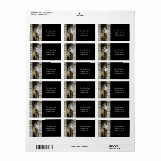 Mooie paarden en Adresetiketten met bijtende barn Etiket (Full Sheet)