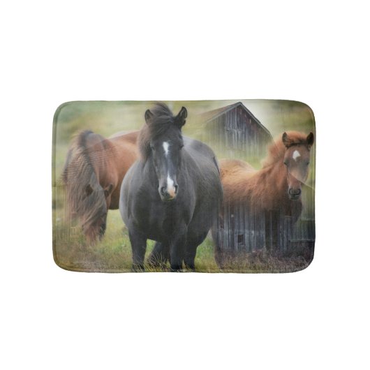 Mooie paarden en bijtende Barn Badmat (Voorkant)