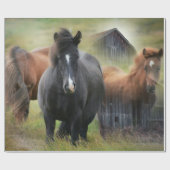 Mooie paarden en bijtende Barn Cadeaupapier (Vlak)