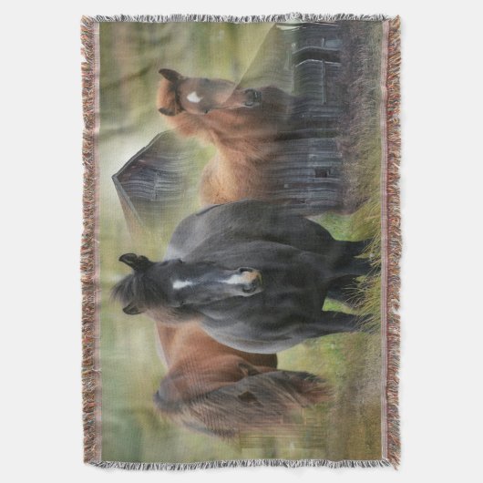 Mooie paarden en bijtende Barn Deken (Voorkant Verticaal)