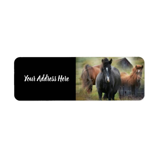 Mooie paarden en bijtende Barn Etiket (Voorkant)