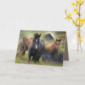 Mooie paarden en bijtende Barn Kaart (Gele Bloem)