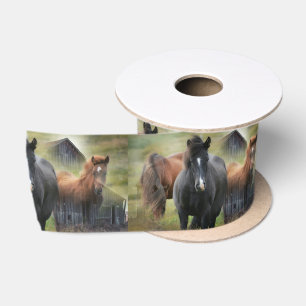 Mooie paarden en bijtende Barn Satijnen Lint