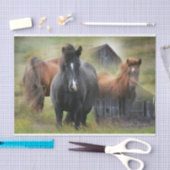 Mooie paarden en bijtende Barn Tissuepapier (Craft)