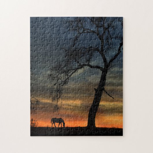 Mooie paarden en eikenbomen legpuzzel (Verticaal)