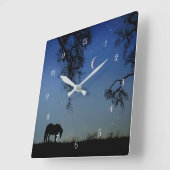 Mooie paarden en maan vierkante klok (Hoek)