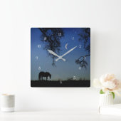 Mooie paarden en maan vierkante klok (Huis)