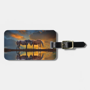 Mooie paarden en water bagagelabel