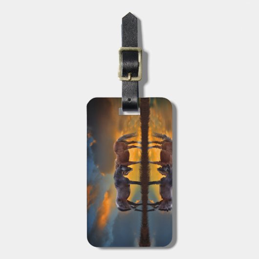Mooie paarden en water bagagelabel (Voorkant verticaal)
