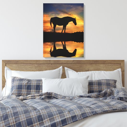 Mooie paarden en waterdoek canvas afdruk (Insitu (Slaapkamer))