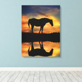 Mooie paarden en waterdoek canvas afdruk (Insitu (Houten vloer))
