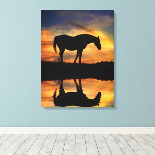 Mooie paarden en waterdoek canvas afdruk (Insitu (Houten vloer))