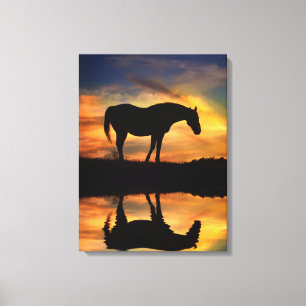 Mooie paarden en waterdoek canvas afdruk
