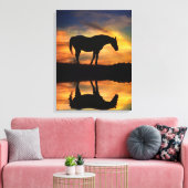 Mooie paarden en waterdoek canvas afdruk (Insitu (Woonkamer))