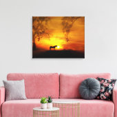 Mooie paarden en zonnedoek canvas afdruk (Insitu (Woonkamer))
