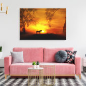 Mooie paarden en zonnedoek canvas afdruk (Insitu (Woonkamer))
