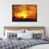 Mooie paarden en zonnedoek canvas afdruk (Insitu (Slaapkamer))