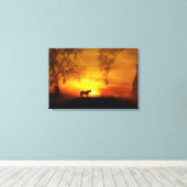 Mooie paarden en zonnedoek canvas afdruk (Insitu (Houten vloer))