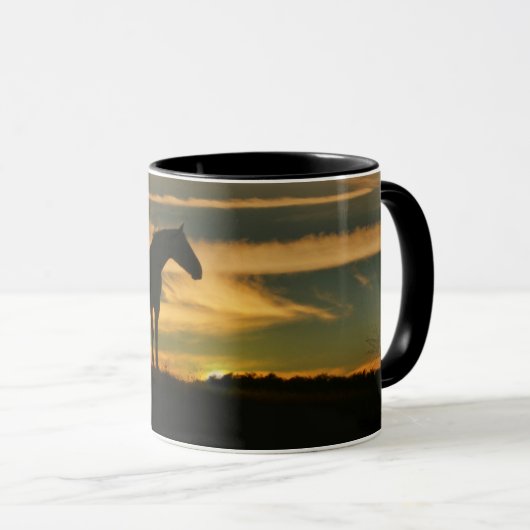 Mooie paarden en zonsondergang mok (Voorkant rechts)