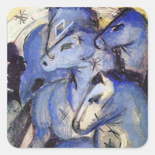 Mooie paarden - Franz Marc - De Blauwe Ruiter Vierkante Sticker (Voorkant)