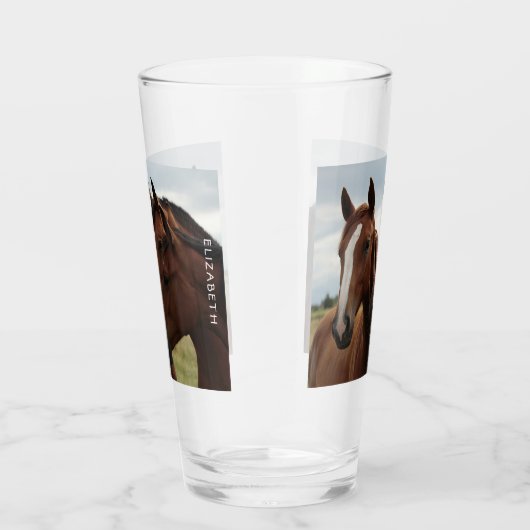 Mooie paarden gepersonaliseerd glas (Rechts)