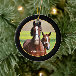 Mooie paarden gepersonaliseerd keramisch ornament