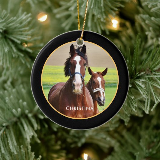 Mooie paarden gepersonaliseerd keramisch ornament (Boom)