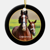 Mooie paarden gepersonaliseerd keramisch ornament (Voorkant)